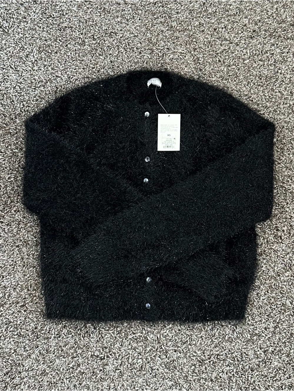 Target Women’s Black Tinsel/Fuzzy Button-Front Cardigan